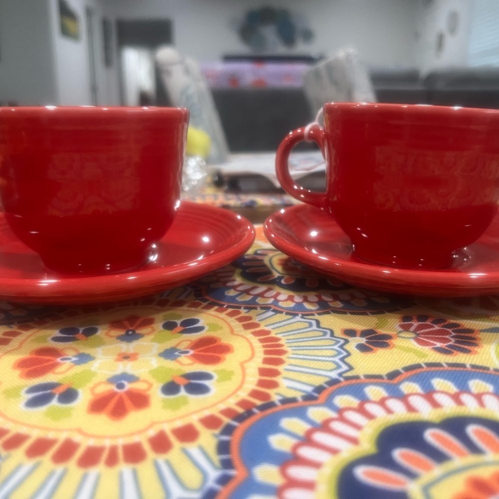 Fiestaware Red Cup and Saucer Set